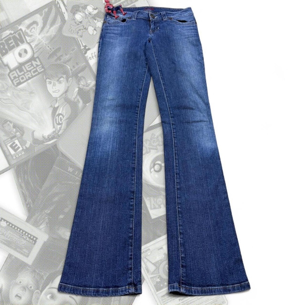 Vintage Y2K Guess Co Dark Wash Low Rise Slim Fit Stretch Denim Bootcut Jeans